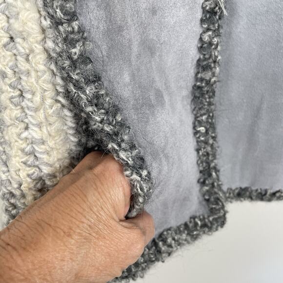 Vintage mLm Canadian Original Suede And Knit Vest Women M Gray Leather Boho Art - Picture 7 of 10